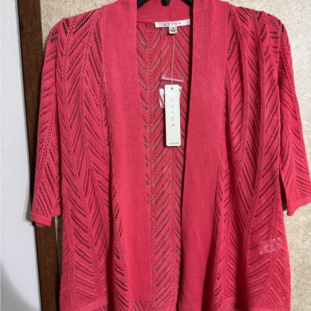 Cyrus Women's Coral Open-Front Sweater